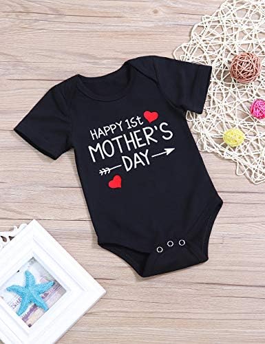 Happy First Mothers Day Newborn Baby Boy Girl Outfit Short Sleeve Bodysuit Близнаци Summer Гащеризон Clothes Set