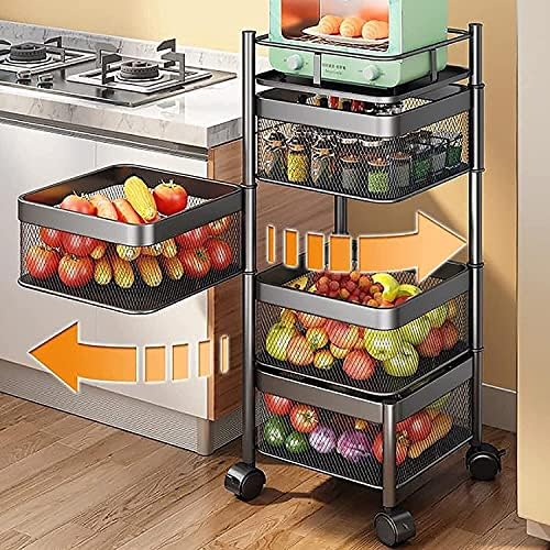 Кухненски рафтове за съхранение на плодове и зеленчуци 360-градусная въртящата подова стойка и въртяща куха кошница, използвана в тесни пространства, бани и кухни, с