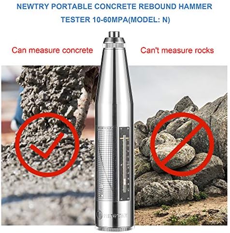 NEWTRY Concrete Rebound Hammer Тестер Portable Resiliometer Test Meter Tool 10-60Mpa 1450-8702psi с Ръководство на английски