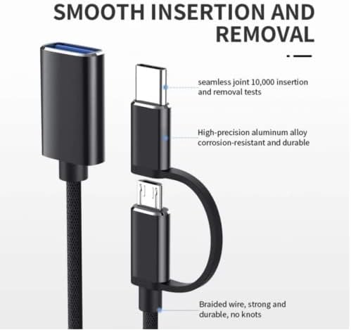 USB 3.0 to USB Type C 2 in 1 Nylon Braid Data Sync Adapter Cable On The Go Кабел е Съвместим с MacBook Pro, Dell XPS,