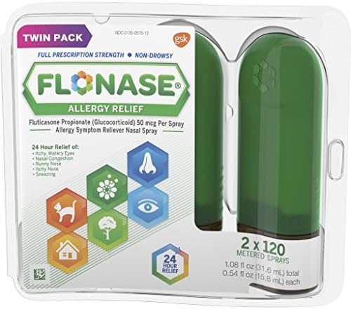 ---Flonase Allergy Relief спрей за нос, 24 - часово Не Сонливое Лек за Алергии, Дозирани спрей за нос - 60 спрейове 0.54