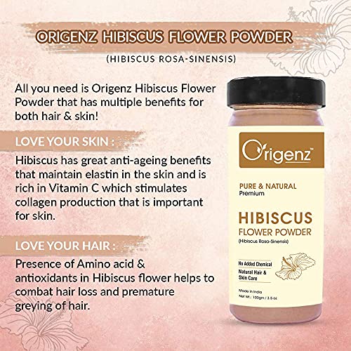Knot Origenz Premium Hibiscus Powder for Hair & Skin 100gm (Pack of 1)