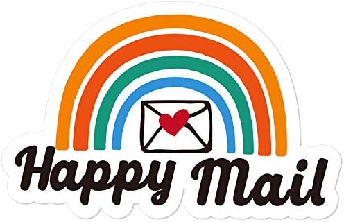Muminglong 1.5 Inch Happy Mail with Rainbow Stickers, Small Shop Stickers, Small Business, Packaging Sticker, Thank You