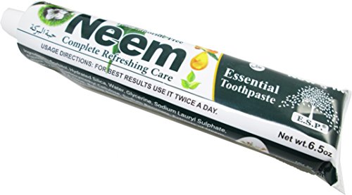 Neem 5 In 1 Fluoride Free Essential паста за зъби с мента и черен семе [Опаковка от 2 - Бял - 6,5 грама.]