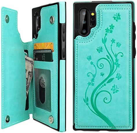 Vaburs Note 10 Plus Case Чантата с картодържателя, Тисненая Пеперуда Премия Изкуствена Кожа Двойна Магнитни Бутона Flip