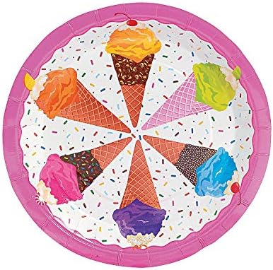 Забавни Express - I Scream for Ice Cream Dinner Plates for Birthday - Party Supplies - Print Tableware - Print Plates & Bowls - Birthday - 8 бр.