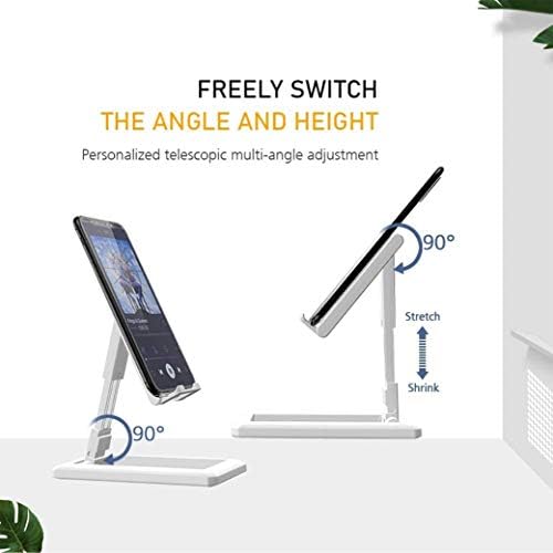 2020 EASY1SELECT Ultra Thin 0.4 Mobile Cell Phone Stand for Desk in Office Регулируема Сгъваем Джобен размер, Лек, Удобен, с Неплъзгащи Накладка е Съвместим с iPhone, iPad (бял)