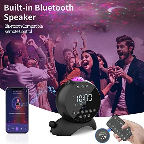 Проектор Star Light за Спални, Fansbe Star Projector Night Light with Alarm Clock, Galaxy Projector with White Noise Music