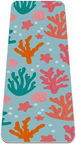 Unicey Blue Orange Pink Coral Pattern Yoga Mat Thick Non Slip Yoga Mats for Women&Girls Exercise Soft Mat Pilates Mats,(72x24