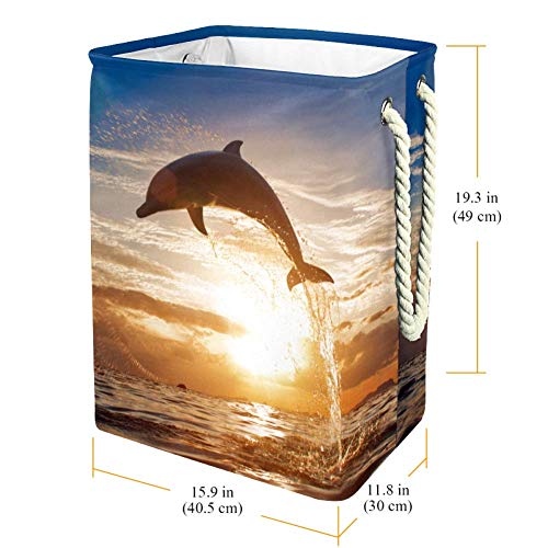 Морски Залез Делфин Сгъваем Куб за Съхранение кошница Кошница за Детска Стая Шкаф Домашна Организация