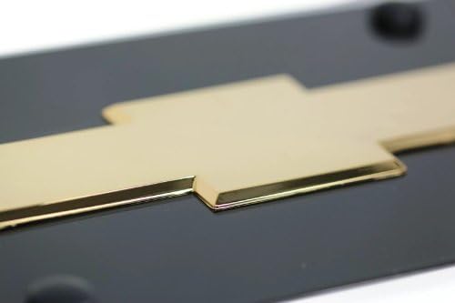 Chevrolet Frame License Plate Frame Bowtie Gold Logo on Gloss Black Stainless Steel - Автентичен продукт