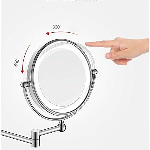 Nhlzj Чист и светъл грим огледало за баня с увеличение, Двустранно выдвижное, завъртащо се на 360 градуса, кабелна, USB