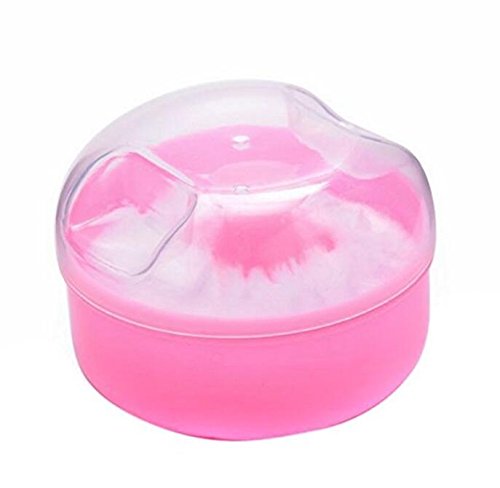 2Pcs Baby Face Care Body After-Bath Powder Puff Box With Villus Powder Puff Empty Makeup Case Cosmetic Storage Container For Home and Travel (Пинк)