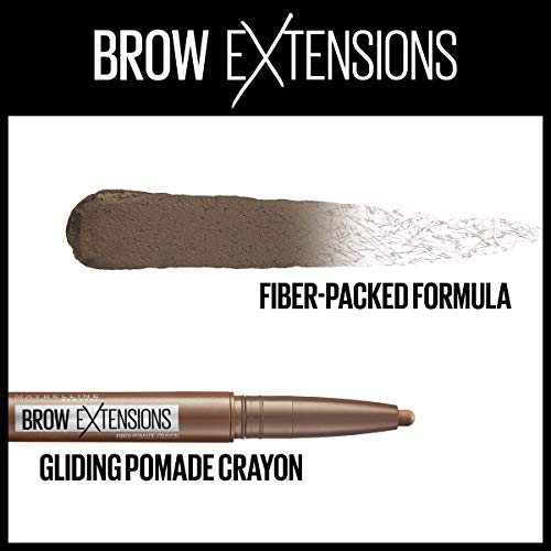 Maybelline New York Brow Extensions Fiber Pomade Crayon Eyebrow Makeup, 257 Medium Brown