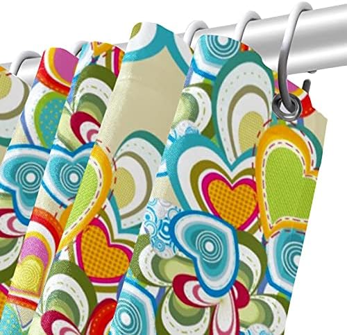 YAliDA Hearts Love Pattern Shower Curtain and Mat Set, Bathroom Fabric Curtains Waterproof Colorful Смешни with Hooks， 70.8 by 70.8