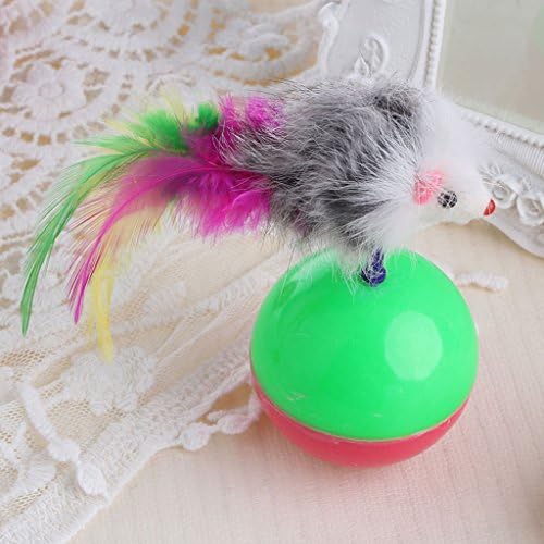 Jiameajani New Pet Dog Cat Play Tumbler False Mouse Toy Feather Activity Ball Играчка Закачка Feather + Пластмаса Вентилатор