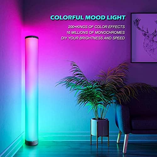 RGB под лампа, SURLED Modern Floor Lamp Music Sync Color Changing with Remote Control APP Control, RGB Color Changing Floor Lamps 16 Million Dimmable, 200+ на Режима на Сцена за Спалня/Дневна