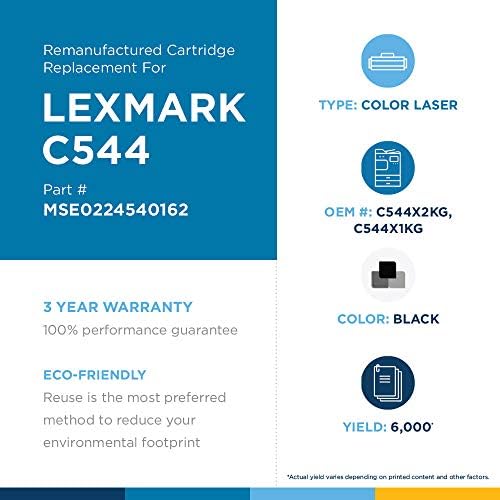 Марка MSE Рециклирана Тонер касета Заместител на Lexmark C544/C546/X544/X546/X548 | Черен | Екстра Висока Доходност
