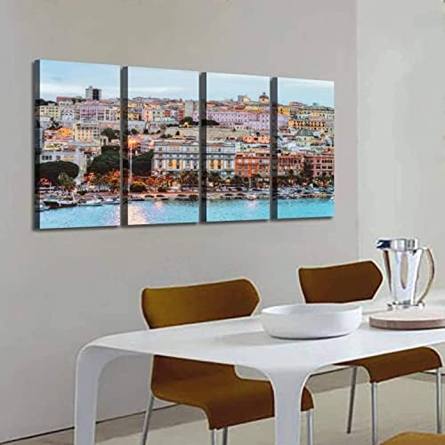 Wall Art Платно Prints Pictures Paintings Stretched & Framed Caliary cityscape and architecture with Mediterranean Sea