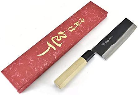 Yoshihiro Yasuki White Steel(Shirogami) 2, KUSP Nakiri(растителен нож) 165 мм/6,5 Черна Професионална осмоъгълна дръжка