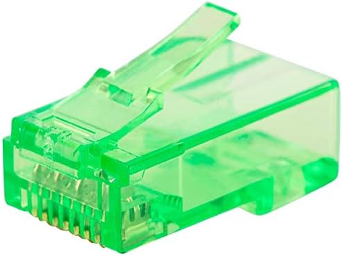 Monoprice 8P8C RJ45 Щепсел с Вложки за непрекъснат Cat6 кабел Ethernet - зелен (100 бр./опаковане.) Контакти със златно