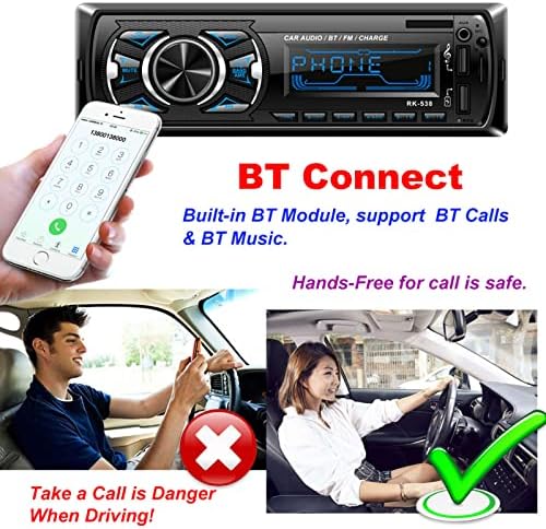 Кола Стерео Радио Аудиоприемник, 1 Din Bluetooth Аудио/микрофон Авто Радио AM/FM Радио, запис с Микрофон Безжична Дистанционно