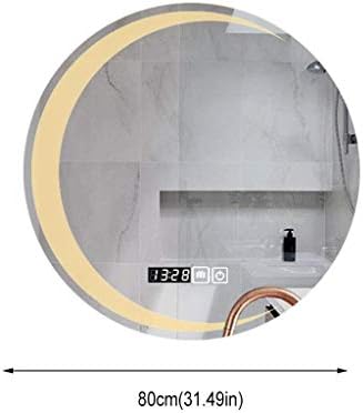 Огледало за Грим Тоалетен Огледало на Стената Кръгло Огледало за Баня, Топла Светлина LED Сензорен Ключ и Функция на Анти-Мъгла