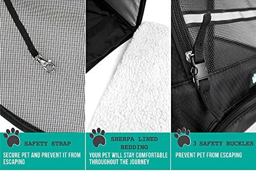 PetAmi Deluxe Pet Carrier Backpack for Small Cats and Dogs, Puppies | Вентилирани дизайн, двустранен вход, Защитни функции и възглавница за подкрепа на гърба | за пътуване, разходки, употреба на о?
