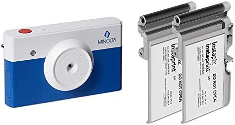 Minolta Instapix 2 in 1 Instant Digital Print Camera & Bluetooth Printer - Синьо Комплект с патрон Instaprint 20-Photo