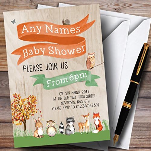 Woodland Горски Животни Лисица Покани Покани Baby Shower