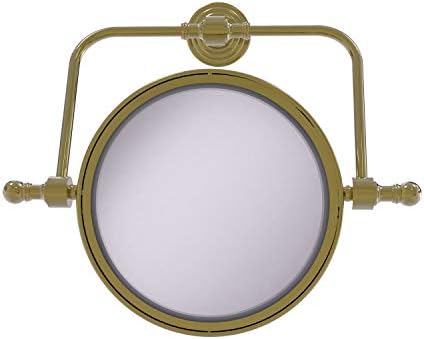 Allied Brass RWM-4/4X Retro Wave Collection Wall Mounted Swivel 8 Inch Diameter with 4X Magnification Make-Up Mirror, Unlacquered Brass