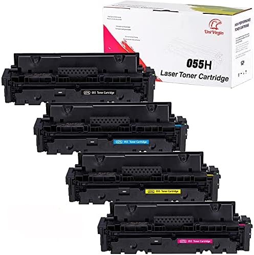 UniVirgin Съвместим (с чип), Тонер касета Замяна за 055 CRG 055H Тонер касети за използване в цветното изображение клас MF740 серия и LBP664Cdw Ink Toner High Yield (BCMY,4-Pack)
