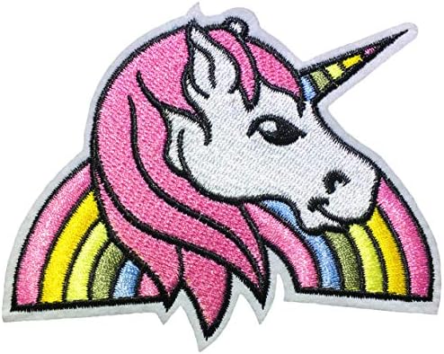 Papapatch Сладко Rainbow Unicorn Colorful Horse Head Cartoon САМ Sewing on Iron on Бродирана Апликация Patch (Iron-Unicorn-Rainbow-R)