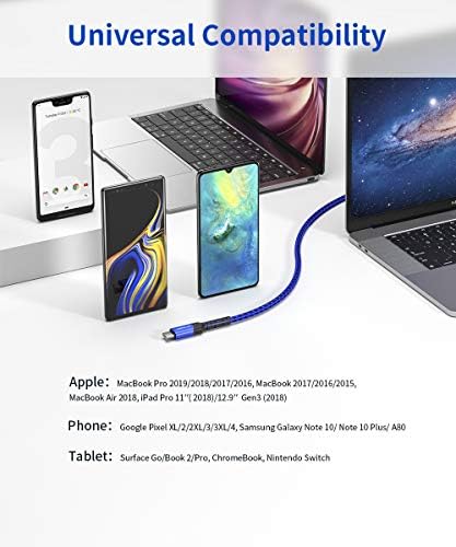 JSAUX C USB към USB C 3.1 Gen 2 10Gbps 100W Кабел [3.3 ft/1M], 4K@60Hz Монитор Видео Кабела Thunderbolt 3 е Съвместим с MacBook Pro, MacBook, MacBook Air, iPad Pro, Пиксели и други устройства с Type-C-Син
