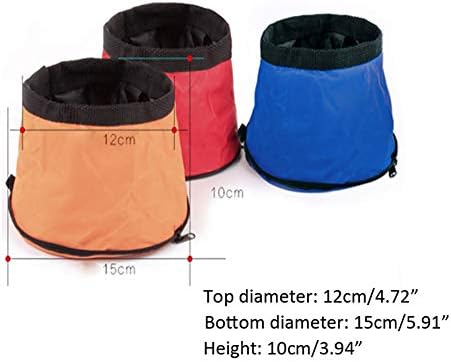 WHZ Пет туристически Portable Folding Oxford Cloth Waterproof Dog Bowl with Zipper(Blue) (Цвят : червен)