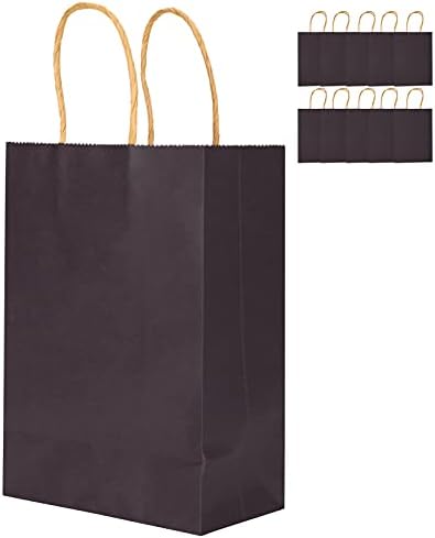 gvhhol Хартиени торби с Дръжки 5.9 x 3.1 x 8.3 in Кафяви Хартиени Пакети, Крафт хартиени Торбички, Малки Подаръчни Торбички