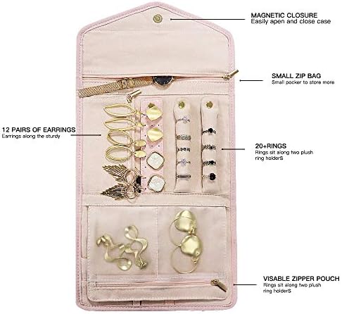 Rixfit Travel Jewellery Organizer Roll Foldable Jewelry Storage Bag Organizer for Journey-Пръстени, колиета, гривни, обеци,брошки
