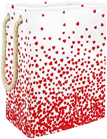 Inhomer Love Red Heart Pattern Голяма Кошница За Дрехи Водоустойчив Сгъваема Кошница За Дрехи Играчка Организатор, Начало