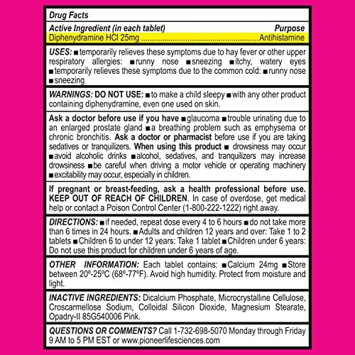 GenCare - Лек от алергии | Антигистаминный дифенгидрамин солна Киселина 25mg (600 таблетки в бутилка) Value Pack | Облекчава