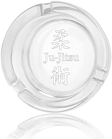 Стъклен Пепелник Ju Jitsu Диаметър 3.3 Прозрачна Цигарената табела за Домашния Офис Настолна Ползи Крытое или Подова Украса
