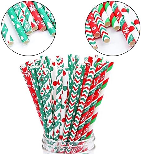 MONSTE Коледа Straws - Holiday Тематични Коледа Paper Straws - Christmas Decoration Bar Tools Party Доставки(H)