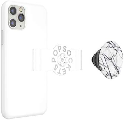 PopSockets: PopGrip Slide Non-Adhesive Phone Grip & Stand with a Swappable Top for iPhone 11 Pro Silicone Case - Clear