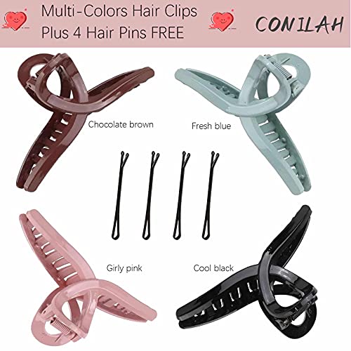Conilah Hair Clips for Women - Hair Claw Clips 4.3 Inch Hair Clips for Thick Hair/Thin Hair Non Slip Large Hair Clips