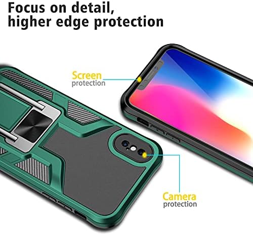 Hodywin Калъф за iPhone Xs, Магнитен Авто Скоба Shell Case Военен клас на Защита устойчив на удари Калъф за iPhone Xs 5.8 (зелен)