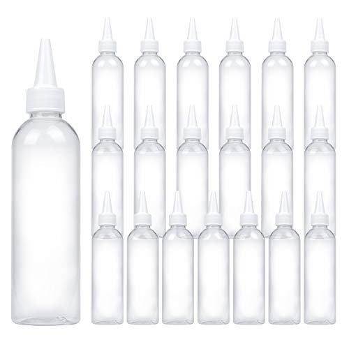 Trendbox 6.7 oz/200ml Clear Plastic Bottles Applicator with Twist Top Cap BPA-Free For Hair Oils and Liquids - 30 Pack