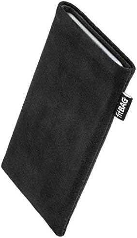 fitBAG Classic Black Custom Tailored Sleeve for Nokia 7.1 | Произведено в Германия | Калъф от естествена алькантары с