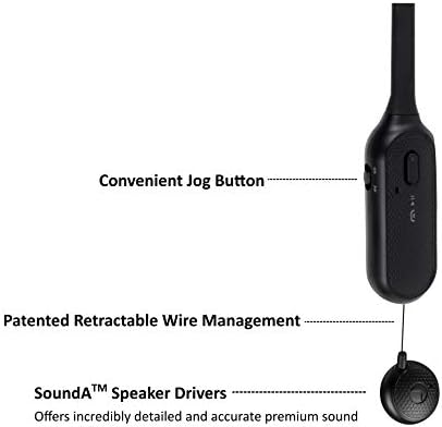 BCS-A1 | на Безжични Bluetooth Слушалки Шийни Превръзки с Разтегателен Слушалки, Здрава Сила от Силиконов материал за Домашния офис, видео-конферентна връзка (черен)