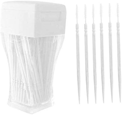 SDENSHI 200x Double Head Interdental Brush Floss Зъби Oral Clean Toothpick - Бяло, 6,3 СМ