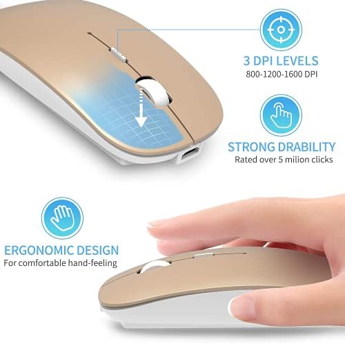 Безжична мишка Juplay, Акумулаторна Bluetooth-Мишка 2.4 G, Ультратонкая Тиха Безжична Мишка (800-1200-1600DPI) за КОМПЮТРИ