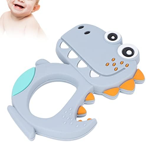 Shanrya Baby Teething Toys, Teether Toy Safe Soft Easy to Grapse Silicone Easy to Clean Динозавър for Relieve Infants Teething Pain